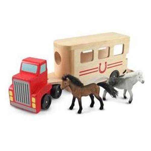 Melissa & Doug Horse Carrier Wooden Vehicles Play Set # 4097 - 000772040976
