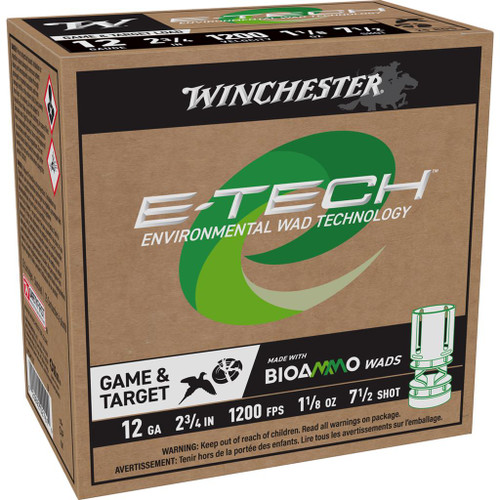 Winchester E-Tech Game & Target 12 Gauge 2-3/4" 7.5 Shot #WCM127 - 020892027619