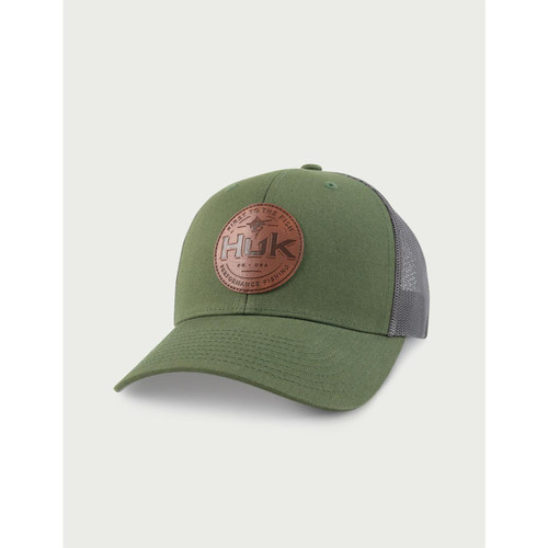 Huk Leather Patch Trucker Hat #H3000563 - Huk Leather Patch Trucker Hat #H3000563 -