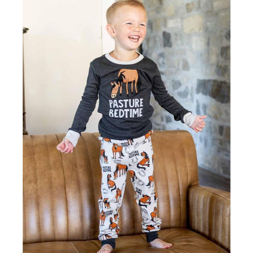 Lazy One Kids Long Sleeve Pj's - Pasture Bedtime  #KID974B2T -