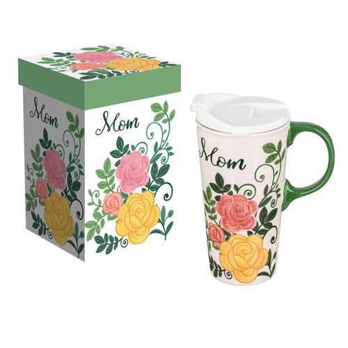Evergreen Enterpirses Mom and Florals Ceramic Perfect Cup, 17oz, Gift Box  #3CTC10065 - 801946515746
