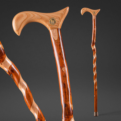 Brazos Twisted Hickory Derby Rustic Walking Cane - 37"  #THICKWC - 840008014124