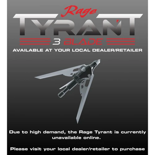 fERAdYNE Rage Tyrant 3-Blade 100 Grain Broadheads 3 Pack  #R70001 - 818322014984
