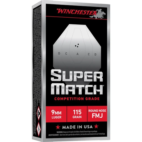 Winchester Ammo Super Match 9mm 115gr  #SM9RN115 - 02089223518