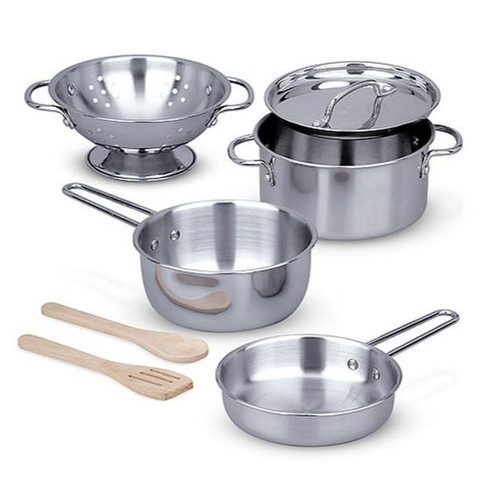 Melissa & Doug Let's Play House! Stainless Steel Pots & Pans Play Set #4265 - 000772042659