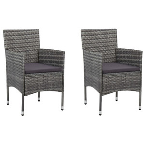 Patio Dining Chairs 2 pcs Poly Rattan Gray A949-46180