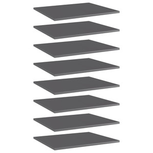 Bookshelf Boards 8 pcs High Gloss Gray 23.6"x19.7"x0.6" Engineered Wood A949-805281