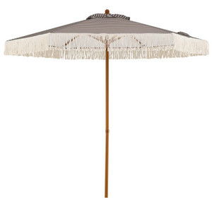 7 Feet Patio Umbrella with Fringe Sun-Protective Beach Umbrella with Boho Tassel-Green - Color: Gre D681-NP12858GN