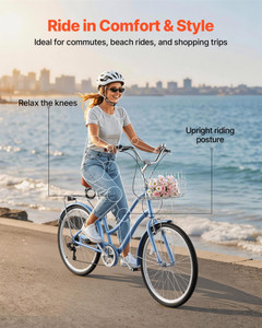  Women Bike, 26 in Beach Cruiser Bike, 7-Speed Adult City Bicycle with Aluminum Alloy Frame, 330 lb E415-SGXYJZXCQLSS2Q0UK001V0