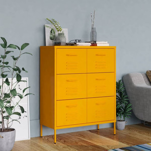 Drawer Cabinet Mustard Yellow 31.5"x13.8"x40" Steel A949-336146