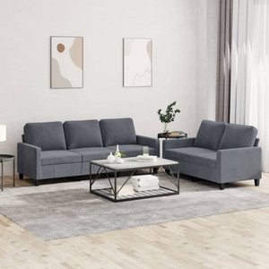 2 Piece Sofa Set with Cushions Dark Gray Velvet A949-3201517