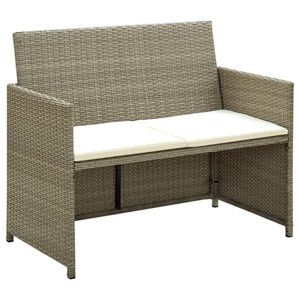  2 Seater Patio Sofa with Cushions Beige Poly Rattan A949-46396
