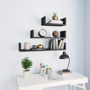  Wall Display Shelf 3 pcs Gray Engineered Wood A949-800200