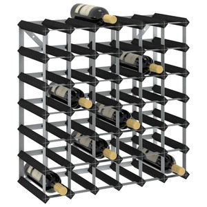 Wine Rack for 42 Bottles Black Solid Pine Wood A949-325915