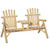 2-Seat Wooden Adirondack Chair, Patio Bench with Table, Outdoor Loveseat Fire Pit Chair for Porch,  P295-84B-398ND