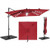 10 FT Cantilever Patio Umbrella with 32 Solar LED Lights and 220 LBS Base-Red - Color: Red D681-NP13285WN+NP12183