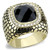 TK3221 - IP Gold(Ion Plating) Stainless Steel Ring with Synthetic Synthetic Glass in Jet A874-TK3221