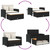 Patio Sofa with Cushions 2-Seater Black Poly Rattan&Acacia Wood A949-365141