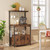Industrial Kitchen Metal Wood Bakers Rack Microwave Cart with Storage Cabinet Q280-RBWTMBR1089527631