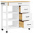  Kitchen Trolley MONZA 33.1"x15.7"x34.8" Solid Wood Pine A949-376114