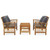 3 Piece Patio Lounge Set with Cushions Solid Acacia Wood A949-3057980