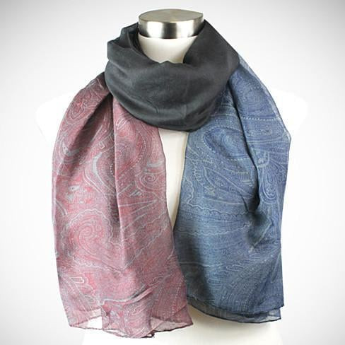 Color: Burgundy/Navy/Pewter - Pretty In Persia Paisley Viscose Scarf K290-1259518648