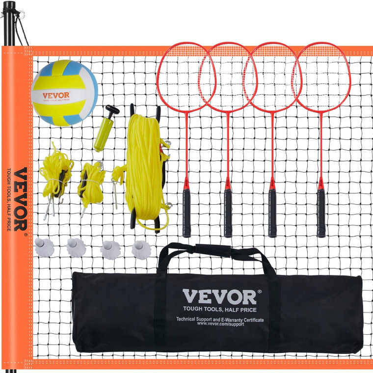  Volleyball and Badminton Set, Outdoor Portable Badminton Net, Adjustable Height Steel Poles, Profe E415-PQHYMQWTZ3235SLKIV0