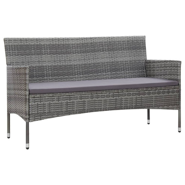 3-Seater Patio Sofa with Cushions Gray Poly Rattan A949-45898