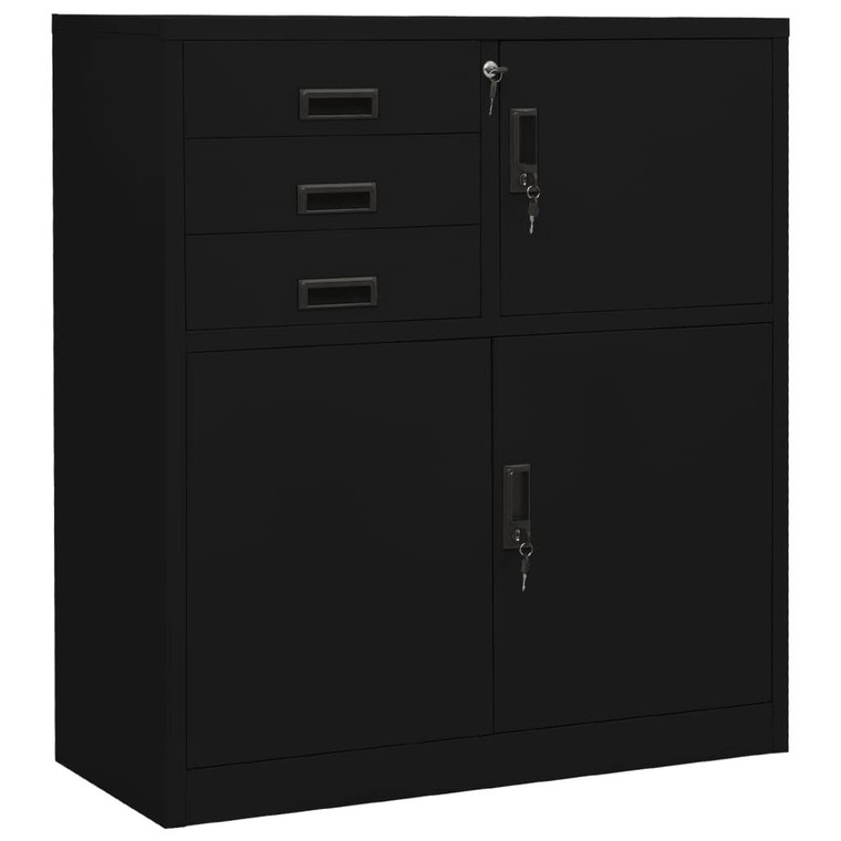 Office Cabinet Black 35.4"x15.7"x40.2" Steel A949-336407