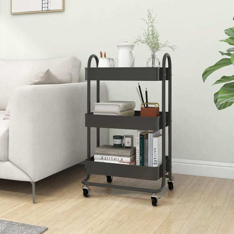  3-Tier Trolley Anthracite 16.9"x13.4"x31.1" Steel A949-335867