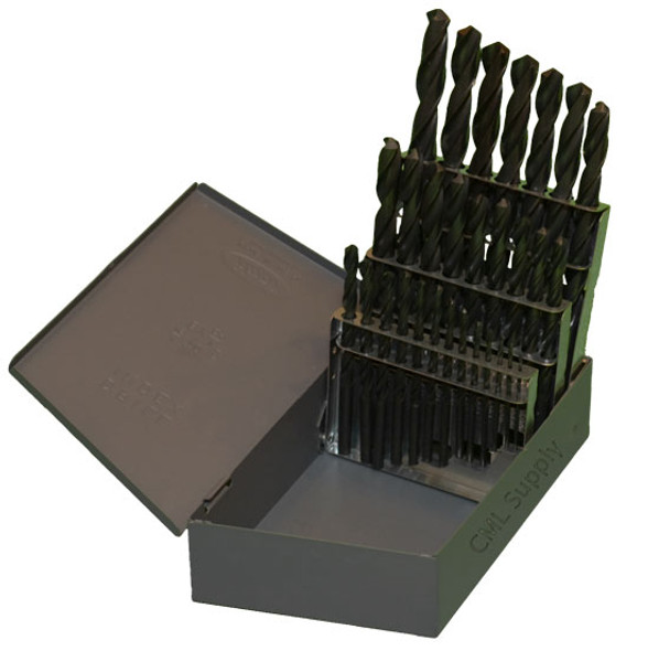 TopLine Drill Bit Set 29pcs 1/16"-1/2" by 64th USA Huot Index, Roll Forged