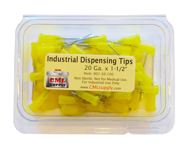 CML Supply 20ga x 1.5" Yellow Blunt Tip Dispensing Fill Needles