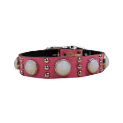 RN Design - Dog Collar - Pink _ White Opal _ Silver Ball Studs 1'' x 20''.jpg
