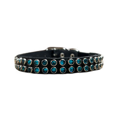 RN Design - Cat Collar - Double Row Crystals Black / Blue Zircon 1/2'' x 12''
