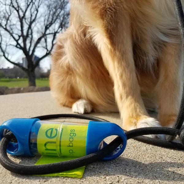 greenline poop bag dispenser with a dog