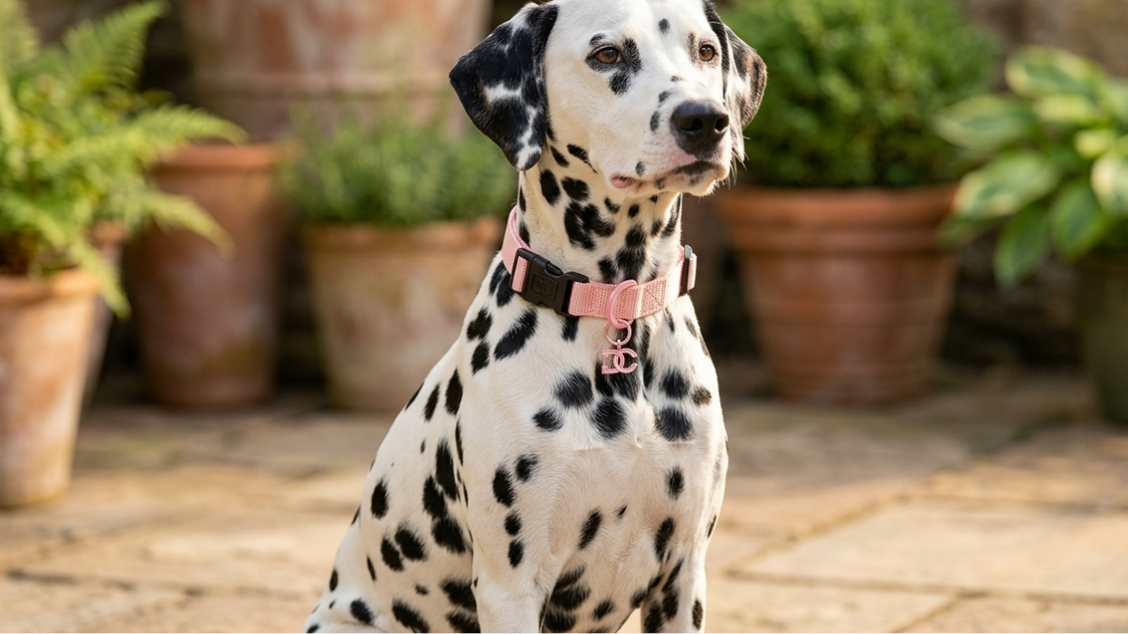 dalmation wearing doodle couture collar