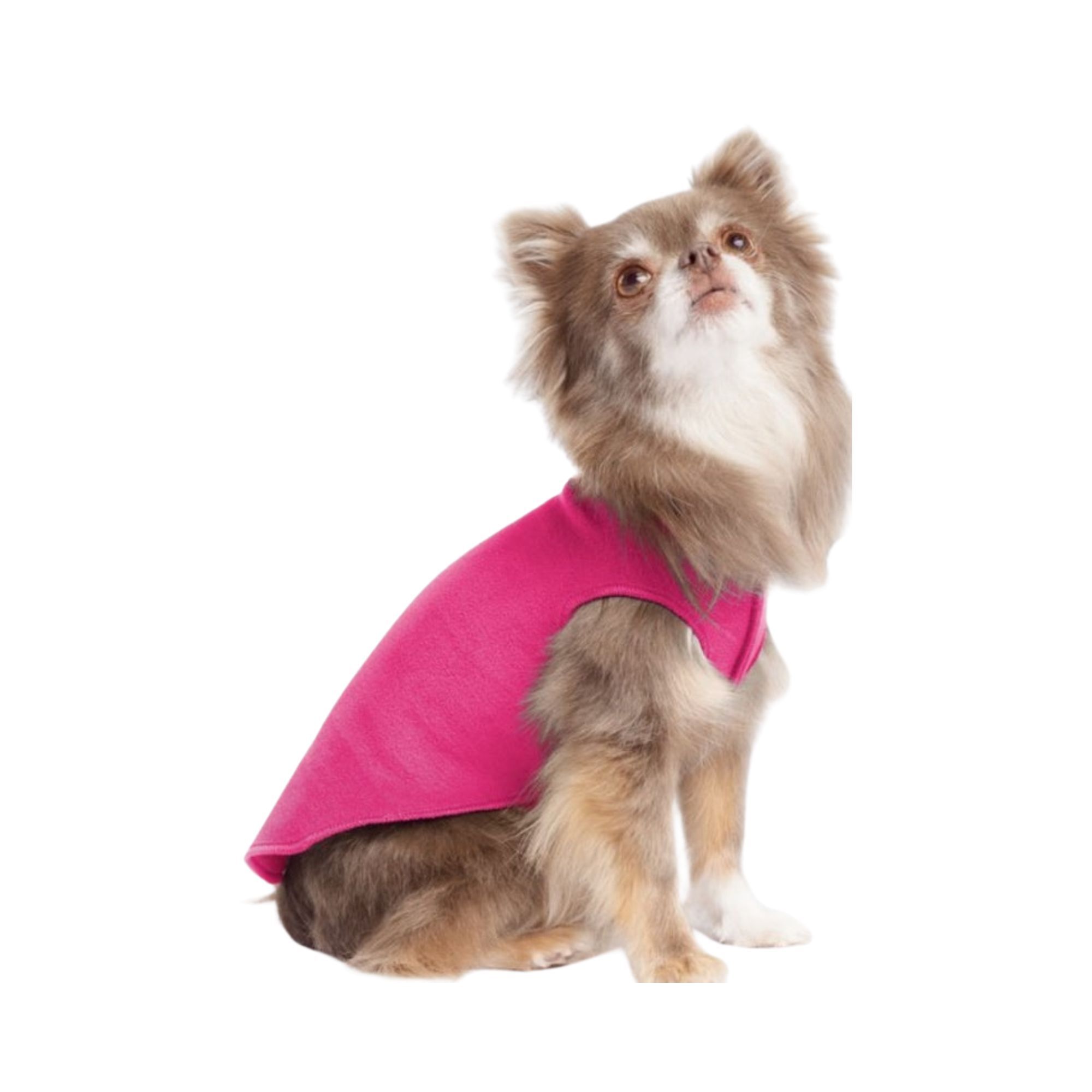 Insulated dog fleece jacket in fuchsia color