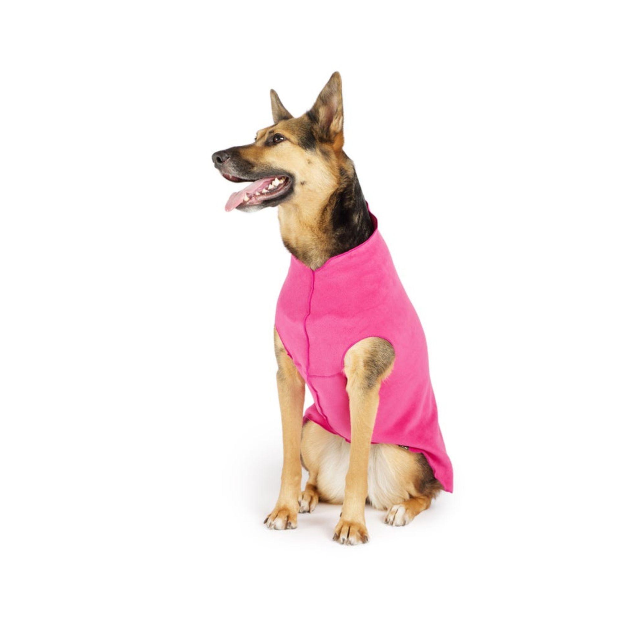 Insulated dog fleece jacket in fuchsia color