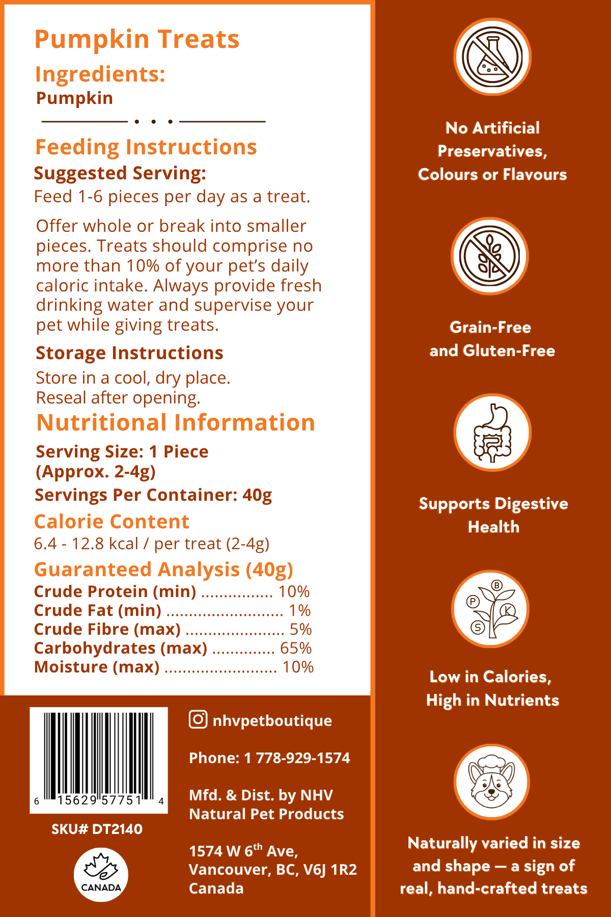 pumpkin treats back label