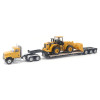 Diecast Masters 84418 - Cat CT681 Day Cab Tractor with Lowboy Trailer and Cat 950G Wheel Loader  - HO Scale