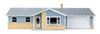 Walthers Cornerstone 933-4155 - Ranch House with Attached 2-Car Garage - HO Scale Kit