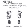 Details West 102 - Sp  Headlight  Set:  "Pyle"  Single  End,  Gp9   - HO Scale