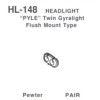 Details West 148 -  Headlight: "Pyle" Twin Gyralight, Flush Mount   - HO Scale