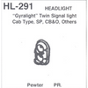 Details West HL-291 - Headlight Gyralight Twin Signal Light Cab Type - HO Scale