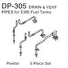 Details West DP-305 - Drain and Vent Pipes for EMD Fuel Tanks - HO Scale