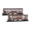 Micro-Trains Line 98305102 - 3-Bay Covered Hoppers  ex-Pennsylvania Weathered 2-Pack Conrail (CR) 888237, 888538 - N Scale