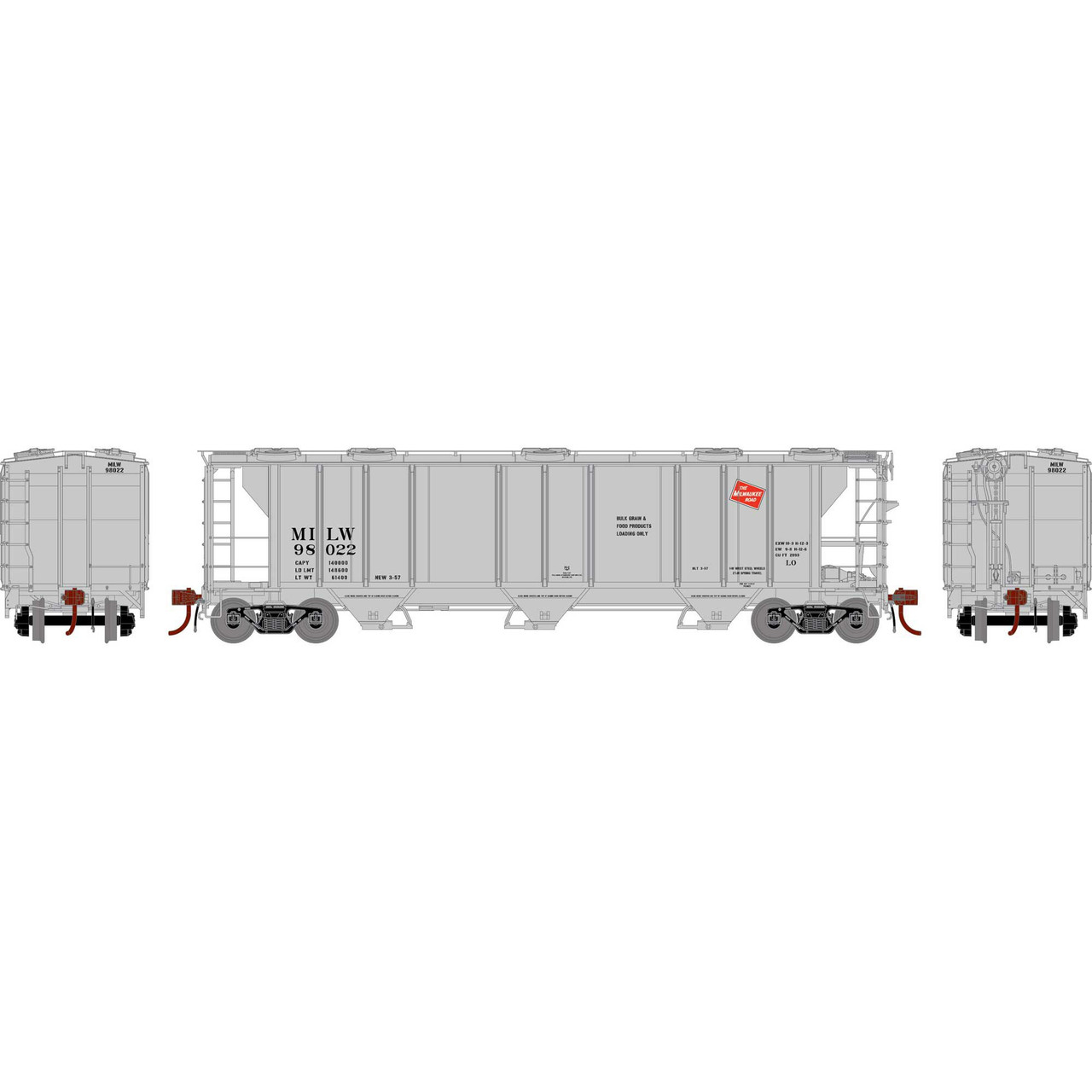 Athearn Genesis 73622 PS 2 2893 3 Bay Covered Hopper Milwaukee Road athearn-genesis-73622-ps-2-2893-3-bay-covered-hopper-milwaukee-road
