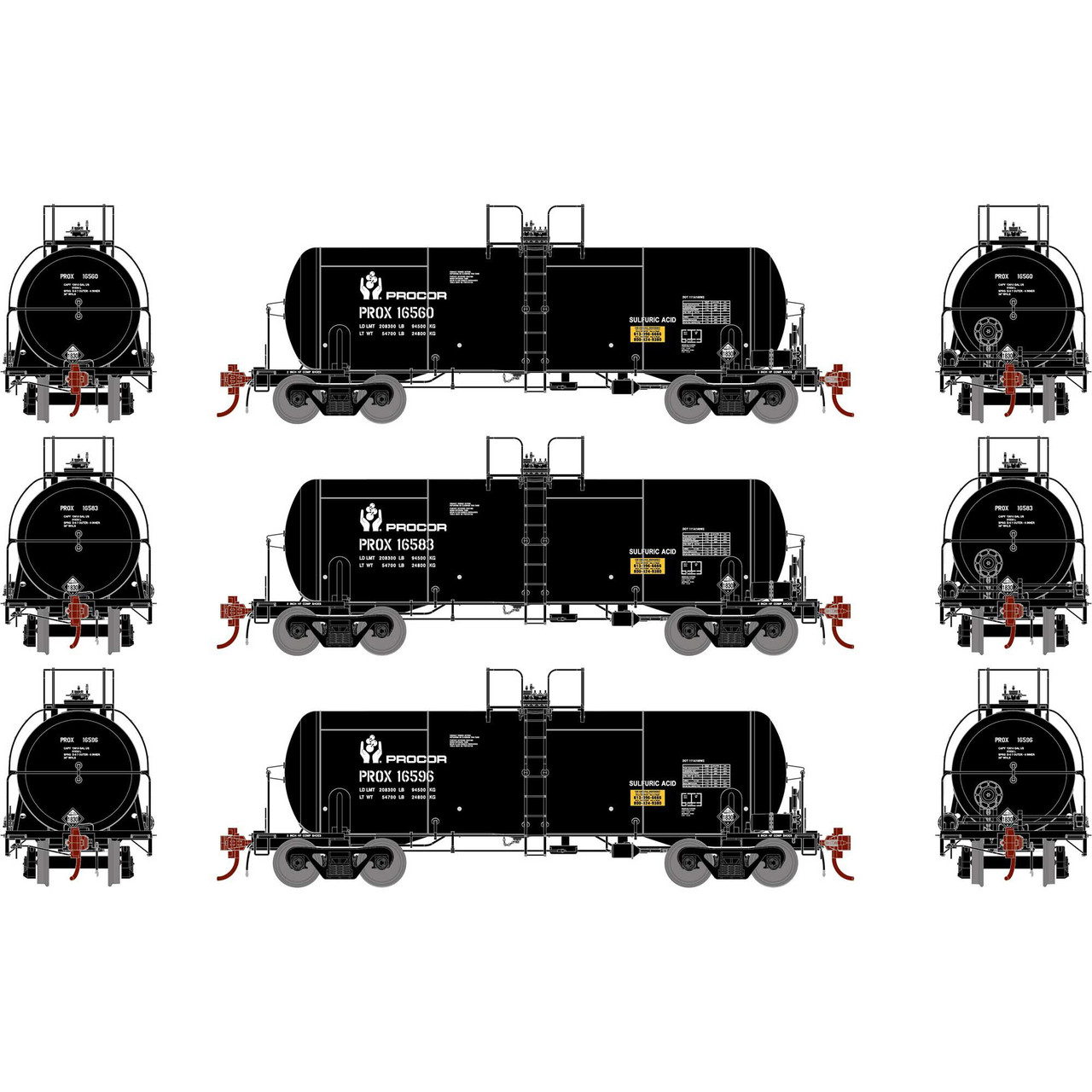 Athearn Genesis 25758 13,600Gallon Acid/Sulphur Tank Car (3) Procor