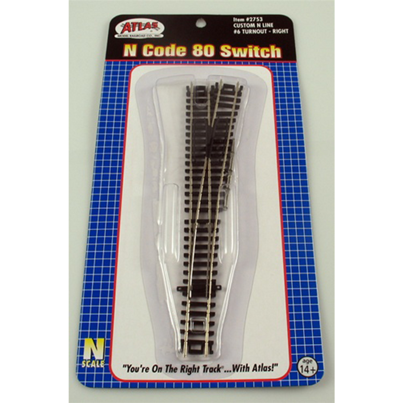 Atlas 2753 - Code 80 #6 Turnout - Custom Right - N Scale