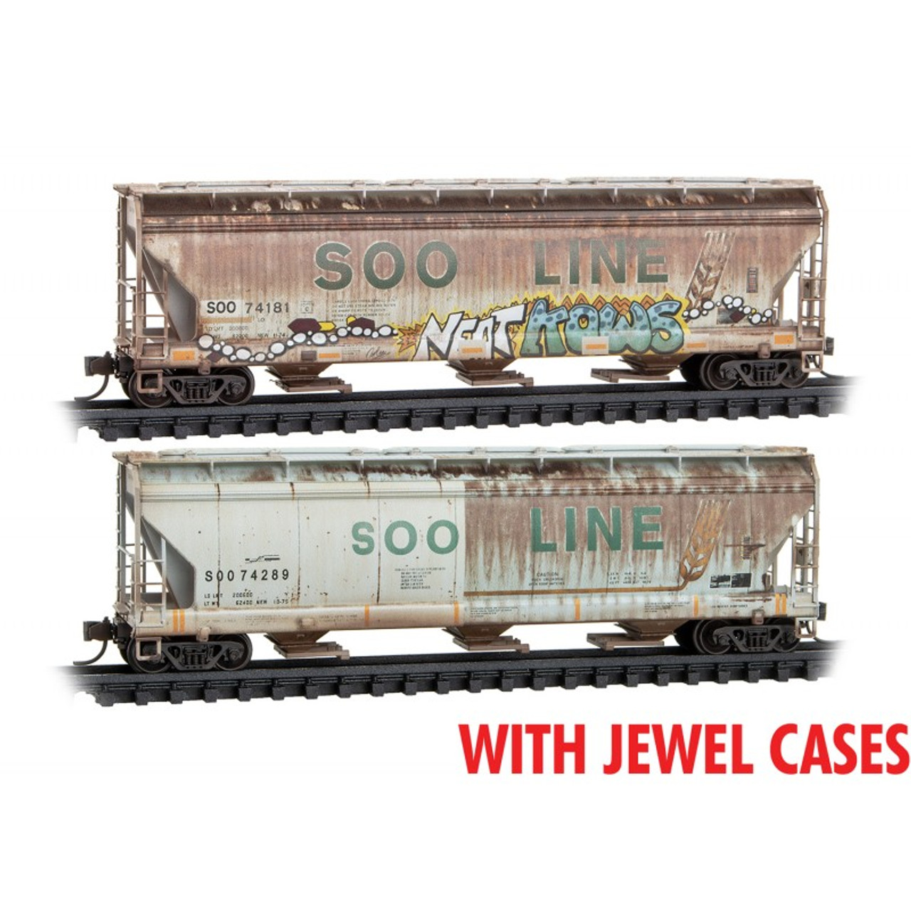 Micro Trains Line N 983 00 217 100-Ton 3-Bay Ribside Open Hopper w/Coal  Load Chessie System 4-Pack - Jewel Cases